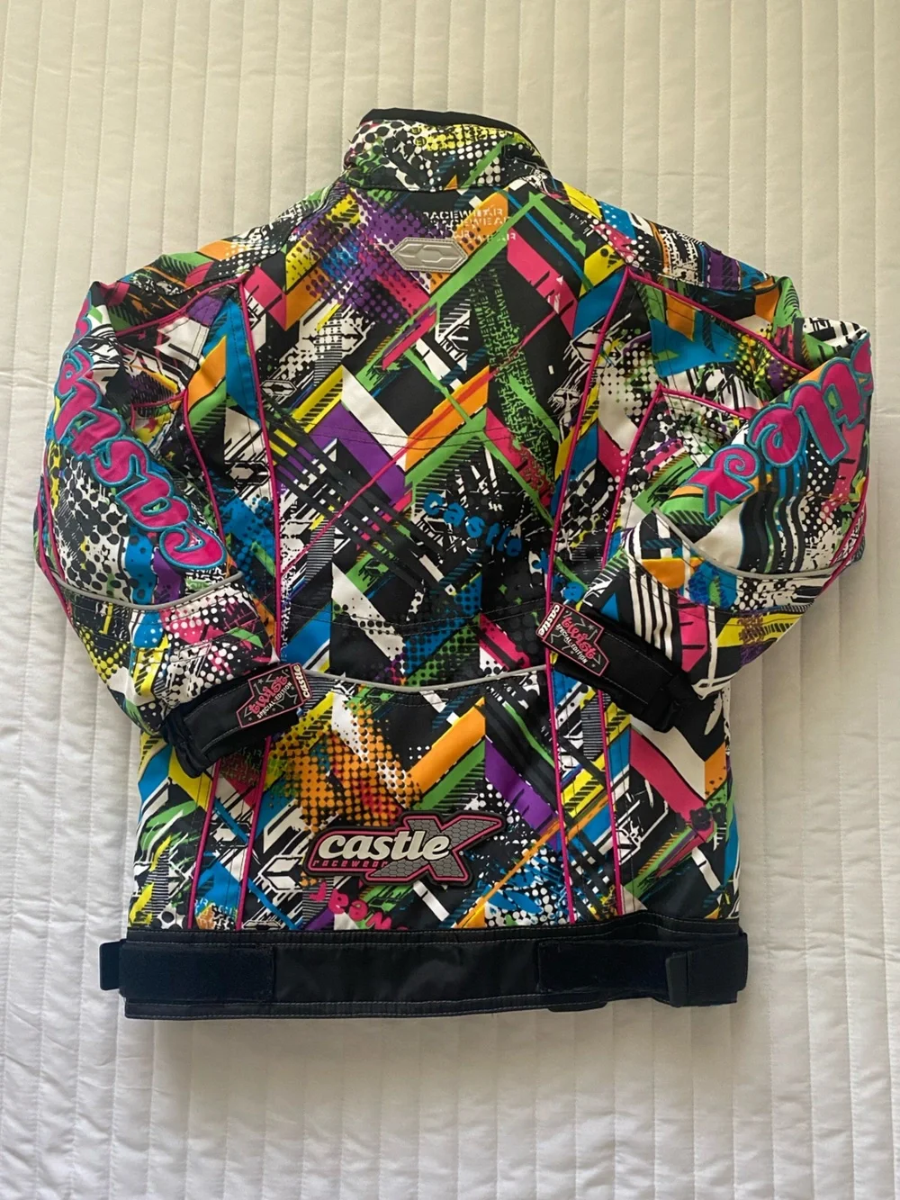 Castle X Racewear Kid's Multicolor Snowmobiling Coat - Bold Geometric Print